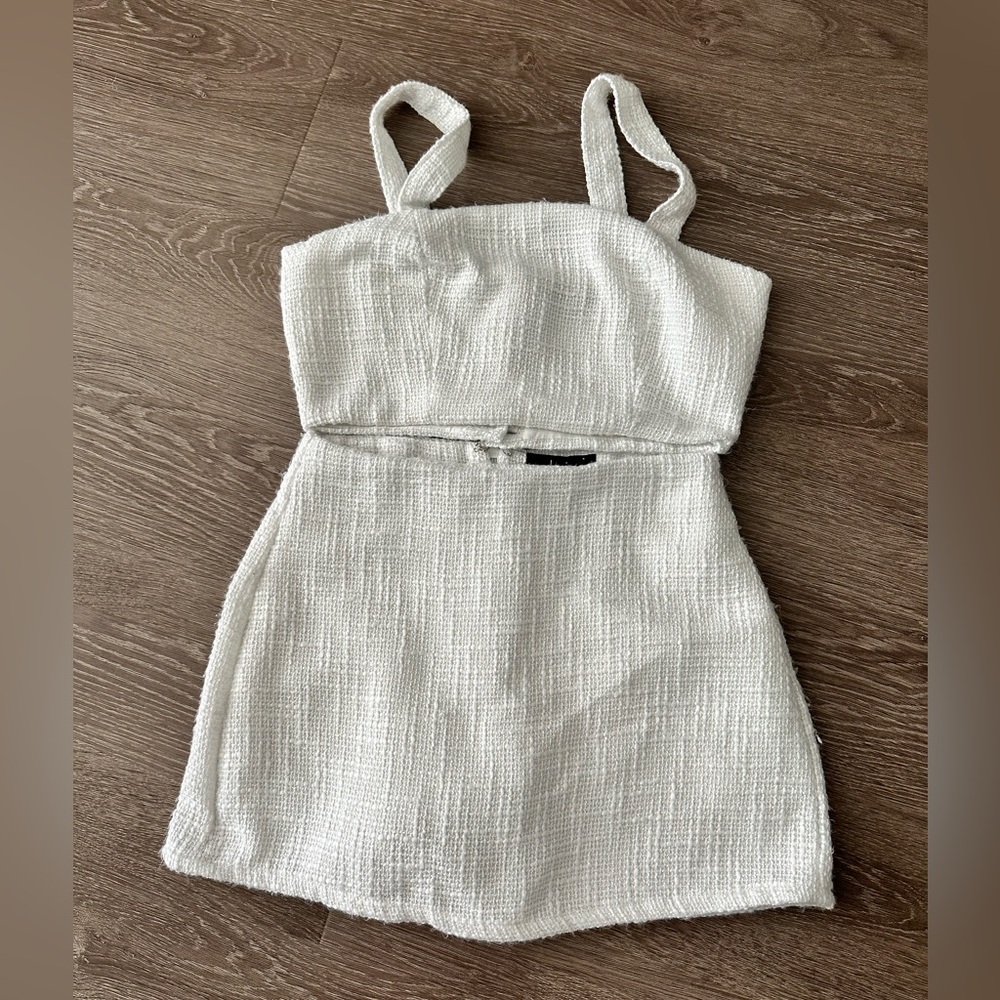 Lulus - Elevated Attitude White Tweed Sleeveless Two-Piece Skort Romper